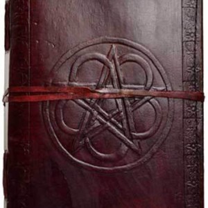 Pentagram leather blank book w/ cord