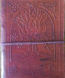5" x 7" Tree of Life leather blank book w/cord