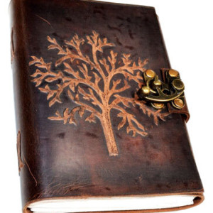 Tree leather blank book w/ latch