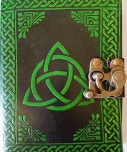 black/ green Triquetra leather blank book w/ latch