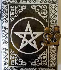 black/ silver Pentagram leather blank book w/ latch