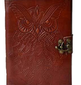 5" x 7" Owl leather blank book w/ latch