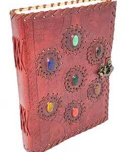 6" x 8" 7 Chakra stones Embossed leather w/ latch