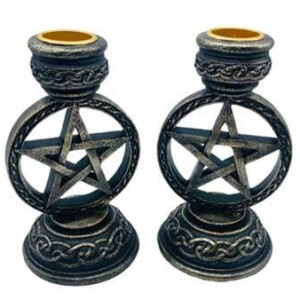 (set of 2) 5 1/2" Pentagram taper holder