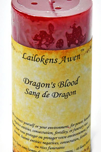 4" Dragin's Blood scented Lailokens Awen candle