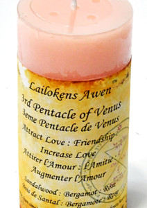 4" 3rd Pentacle of Venus scented Lailokens Awen candle