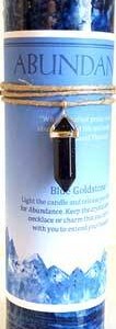 Abundance pillar candle with Blue Sandstone pendant