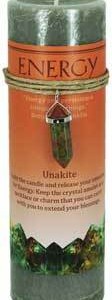 Energy pillar candle with Unkite pendant