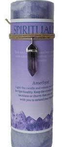 Spirituality pillar candle with Amethyst pendant