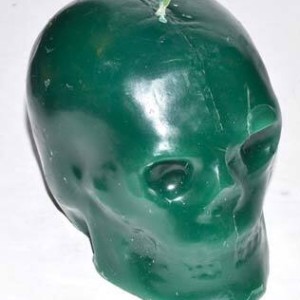 Green Skull Candle 3 1/2"