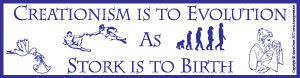 Creationism is to Evolution as Stork is to Birth