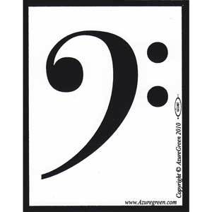 Bass Clef bumper sticker 3 3/4" x 3"