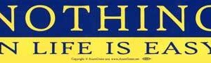 Nothing In Life is Easy bumper sticker