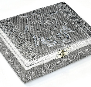 5" x  7" Dream Catcher metal over wood box