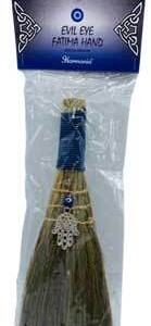 9" Broom Evil Eye Fatima Hand
