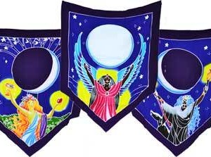 Triple Moon Goddess Prayer Flags 60" x  29"