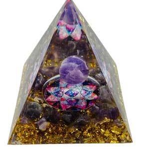 2 1/2" Purple Moon with Lotus orgonite pyramid