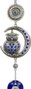 Owl on Moon Evil Eye wall hanging