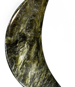 6" Gold Sheen Obsidian Crescent Moon