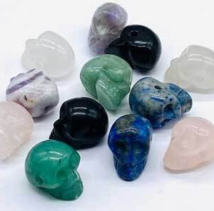 (set of 12) 12mm Skull various stones