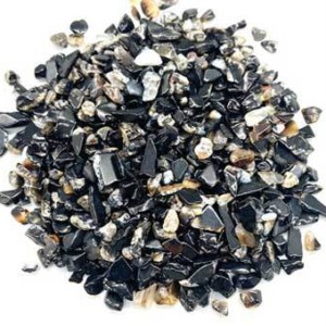 1 lb Agate, Black tumbled chips 5-12mm