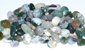 1 lb Agate, Moss tumbled chips 7-9mm