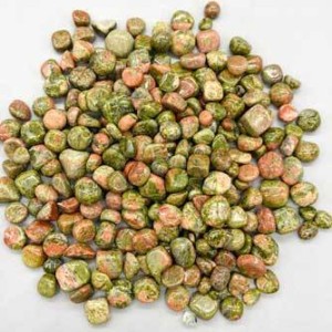 1 lb Unakite tumbled chips 7-9mm