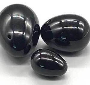 (set of 3) Black Obsidian Yoni eggs