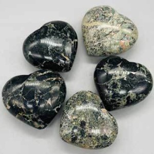 2" Black in Green Stone heart