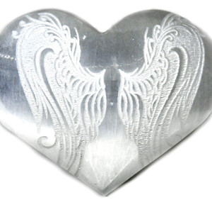 3" Selenite heart , Angel Wings