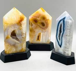 .7-1.2# Agate polished on wood base