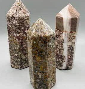 ~5+" White Leopard Skin Jasper obelisk
