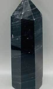 2.1-2.5# Obsidian, Black W silver stripes obelisk