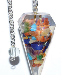 6-sided Seven Chakra Orgone pendulum