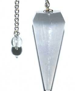 6-sided 7 Chakra Selenite pendulum