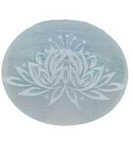 Selenite Lotus palm stone