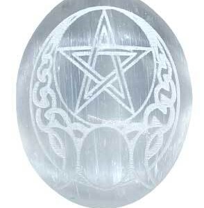 Selenite Celtic Pentagram palm stone