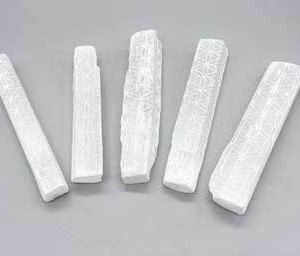 (set of 5) 4" Selenite Flower of Life mioni sticks