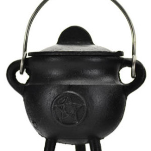 Pentagram Cast Iron Cauldron w/ Lid 2 3/4"