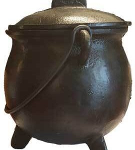 8" cast iron cauldron w/ lid
