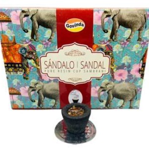 (set of 12) Sandal charcoal dhoop cup