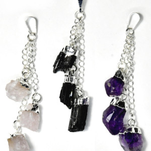 3 pc Rough pendant various stones
