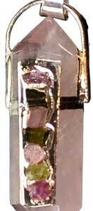 Rose Quartz double turmated w/ 7 Tourmalines