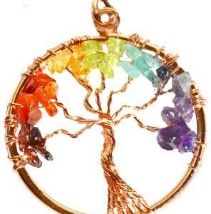 7 Chakra Tree of Life pendant copper color