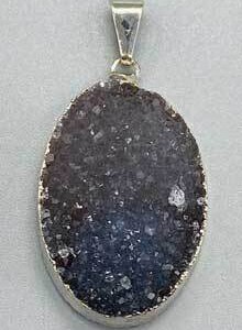 Amethyst Oval silver plated pendant