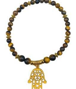 Tiger Eye W Hamsa Hand anklet