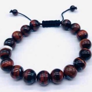 10mm Tiger Eye, Red bracelet