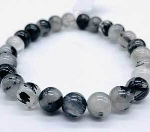 5-6mm Quartz W Black Rutile bracelet