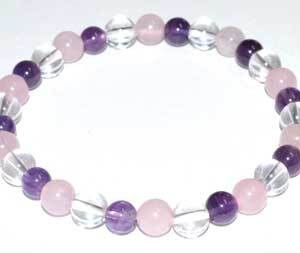 6mm Amethyst, Rose Quartz & Quartz bracelet