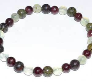 6mm Jasper, Dragon Blood, Garnet & Prehnite bracelet